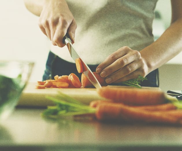chopping carrots
