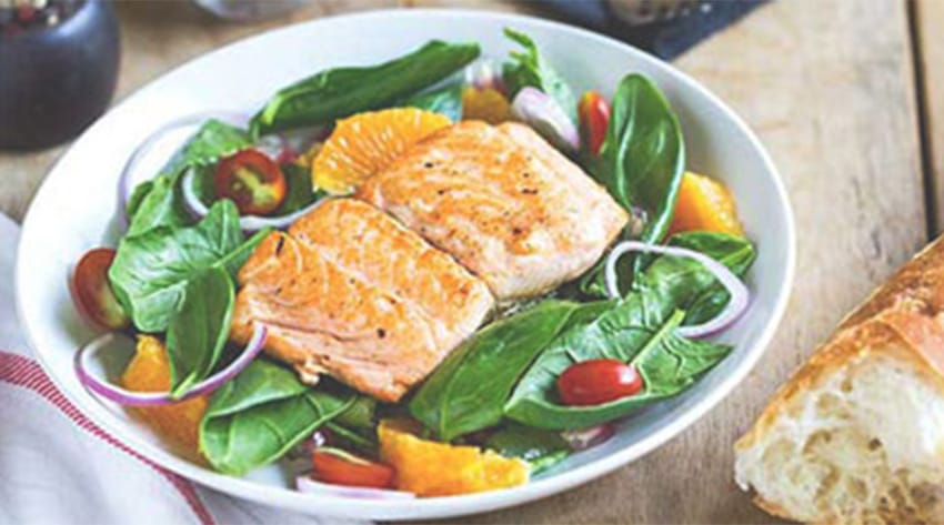 sma_pregnancydiet_body_2_850.jpg a bowl of salad topped with salmon