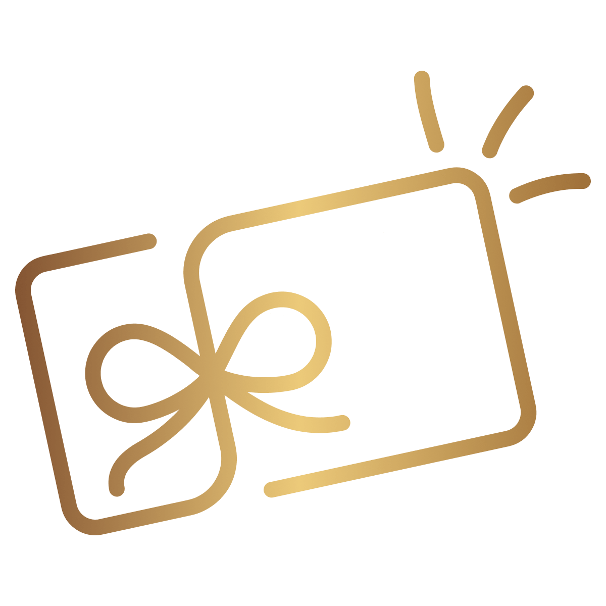 Gold symbol depicting a rectangle with a large ribbon on the left 