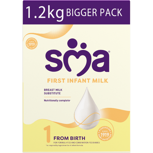 Box of SMA First Infant Milk Formula Powder1.2kg for babies 0-6 months, on a transparent background